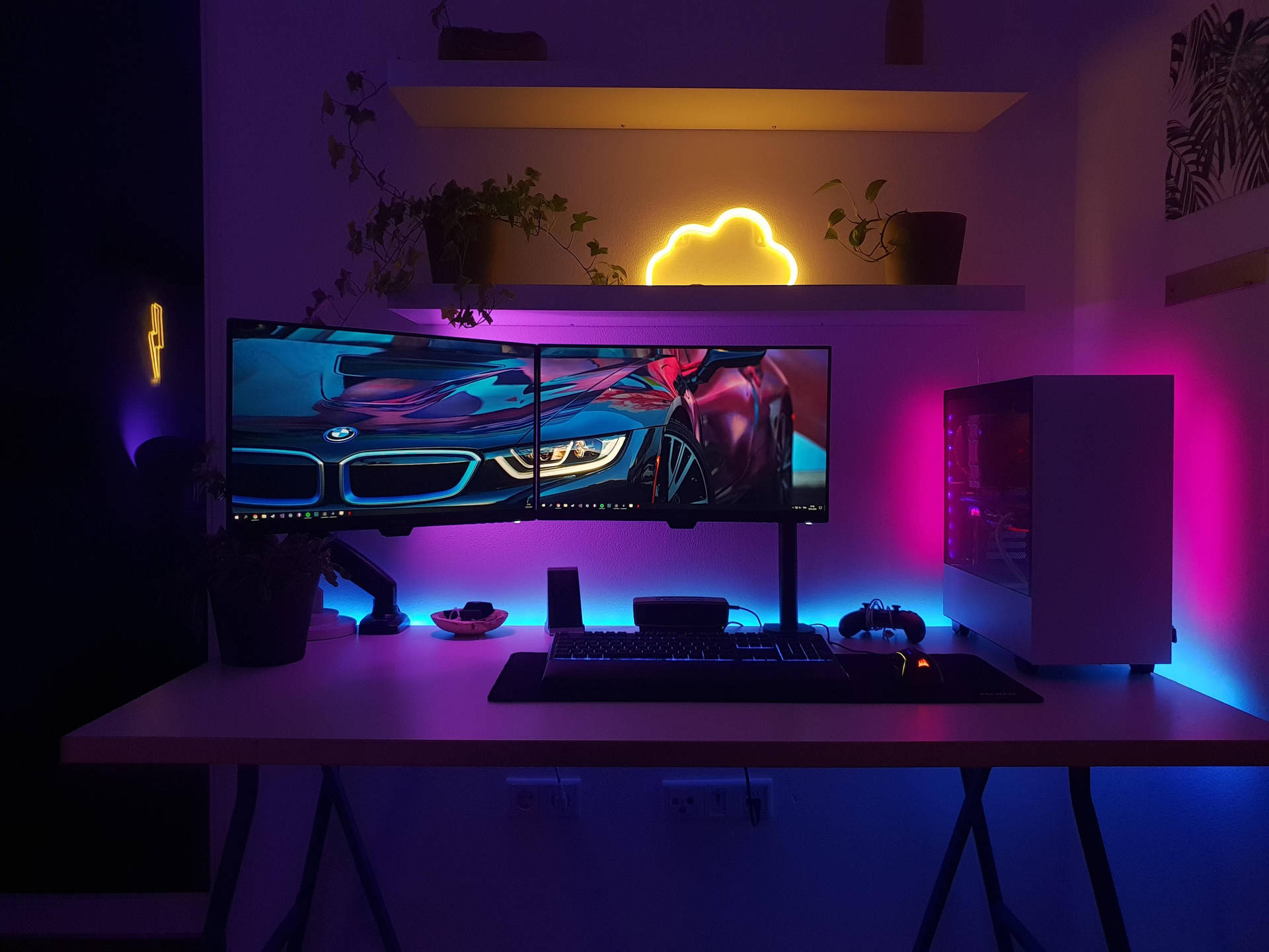 Gaming Room Minimalist Space Design Background