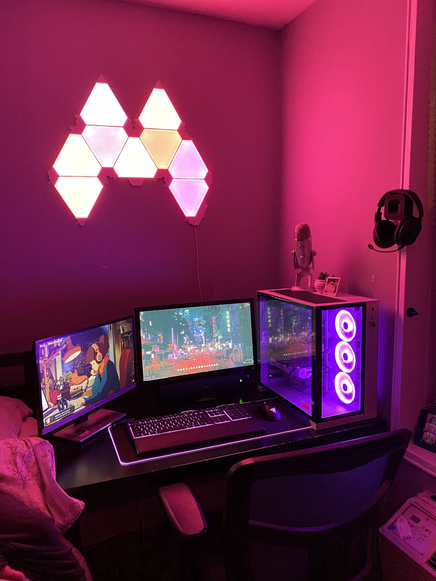 Gaming Room Pink Lighting Background