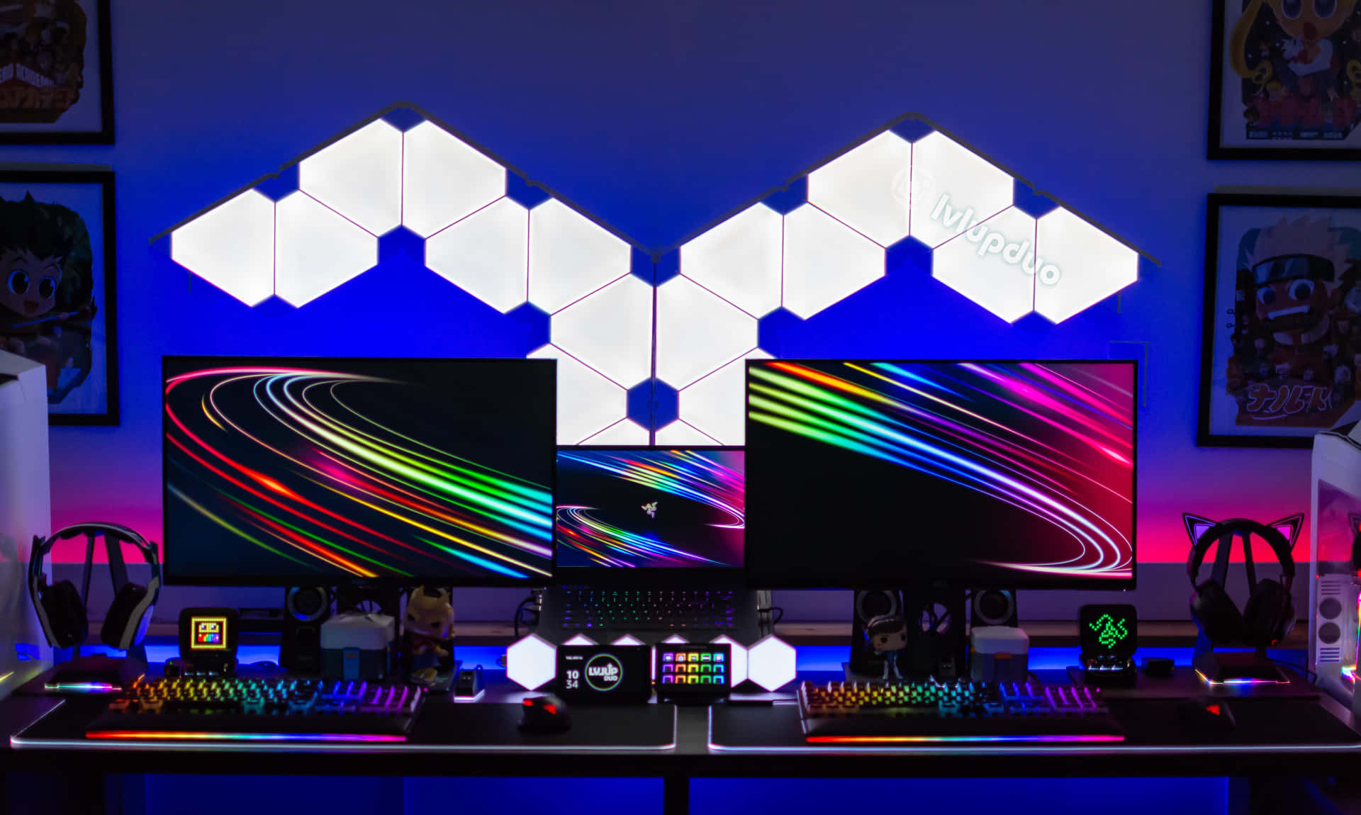 Gaming Setupwith L E D Lighting Background