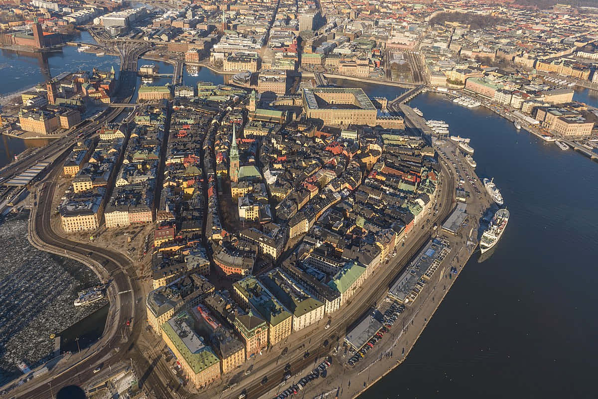 Gamla Stan Island Aerial View Background