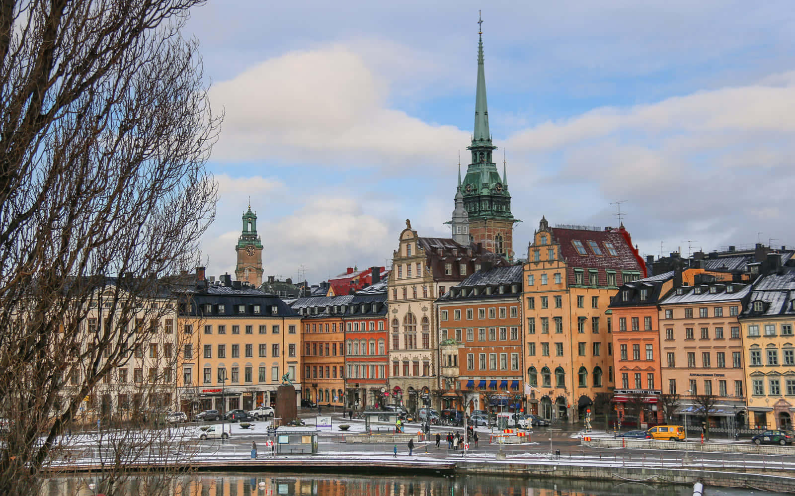 Gamla Stan Roadway Buildings Background