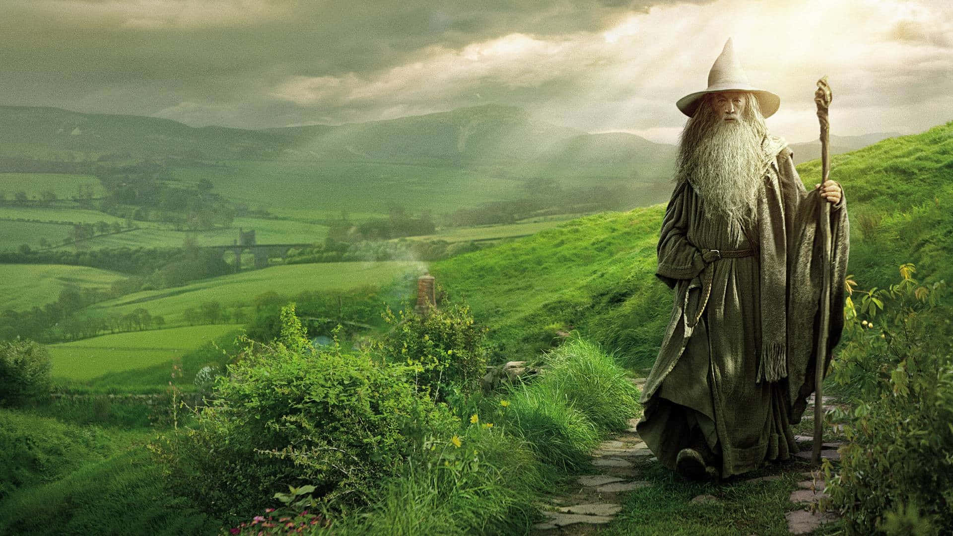 Gandalf Walking Through The Shire