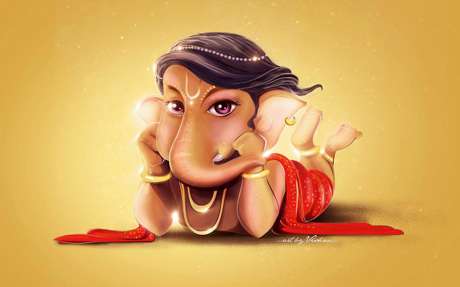 Ganesh 3d Cartoon Art Background