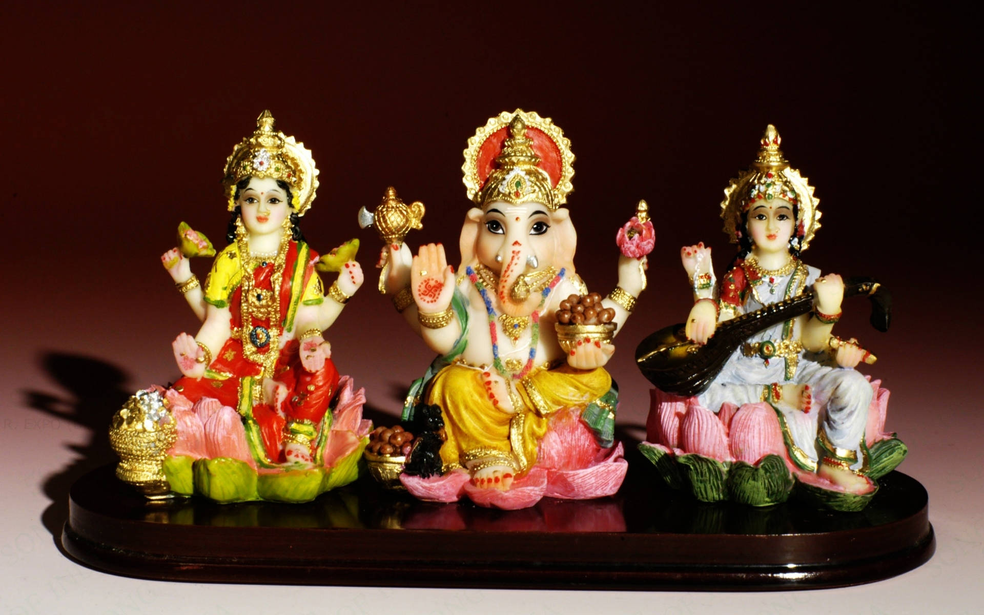 Ganesh 3d Religious Figurines Background