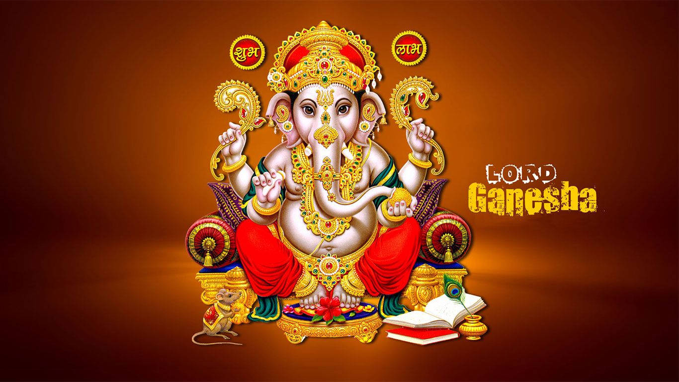 Ganesh 3d Seated On A Throne Background