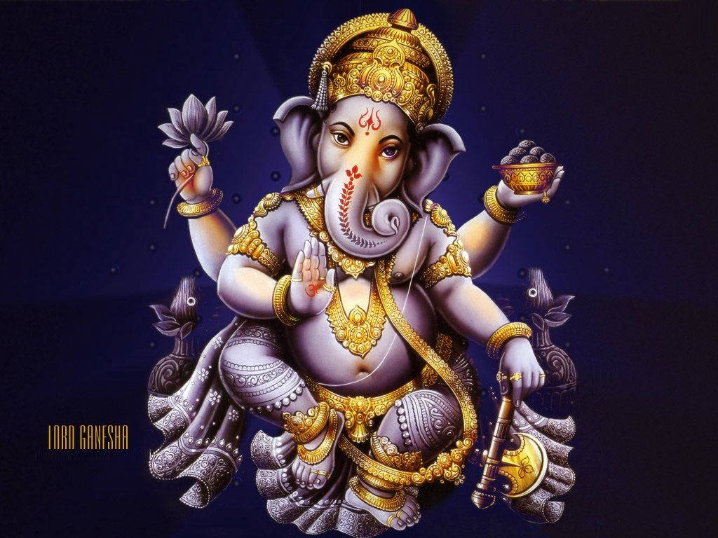 Ganesh 3d With Four Arms Background