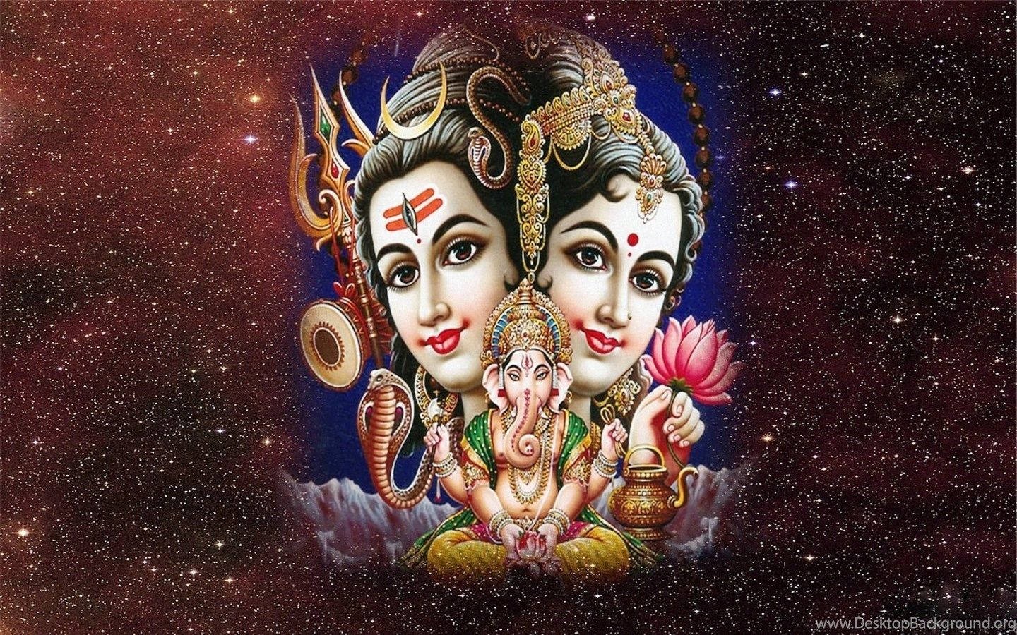 Ganesh 3d With Hindu Gods Background