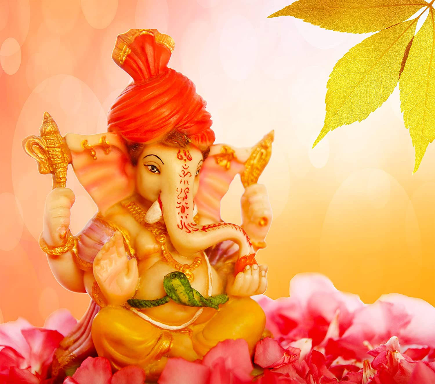 Ganesh 3d With Red Turban Background