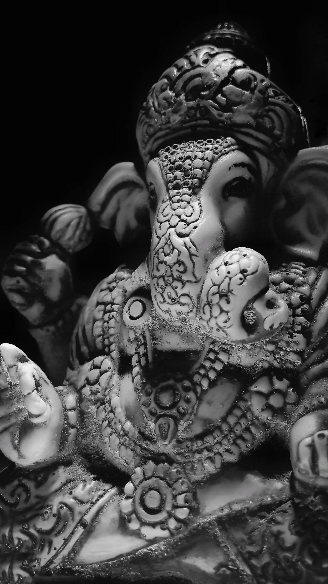 Ganesh Black And White Sculpture Background