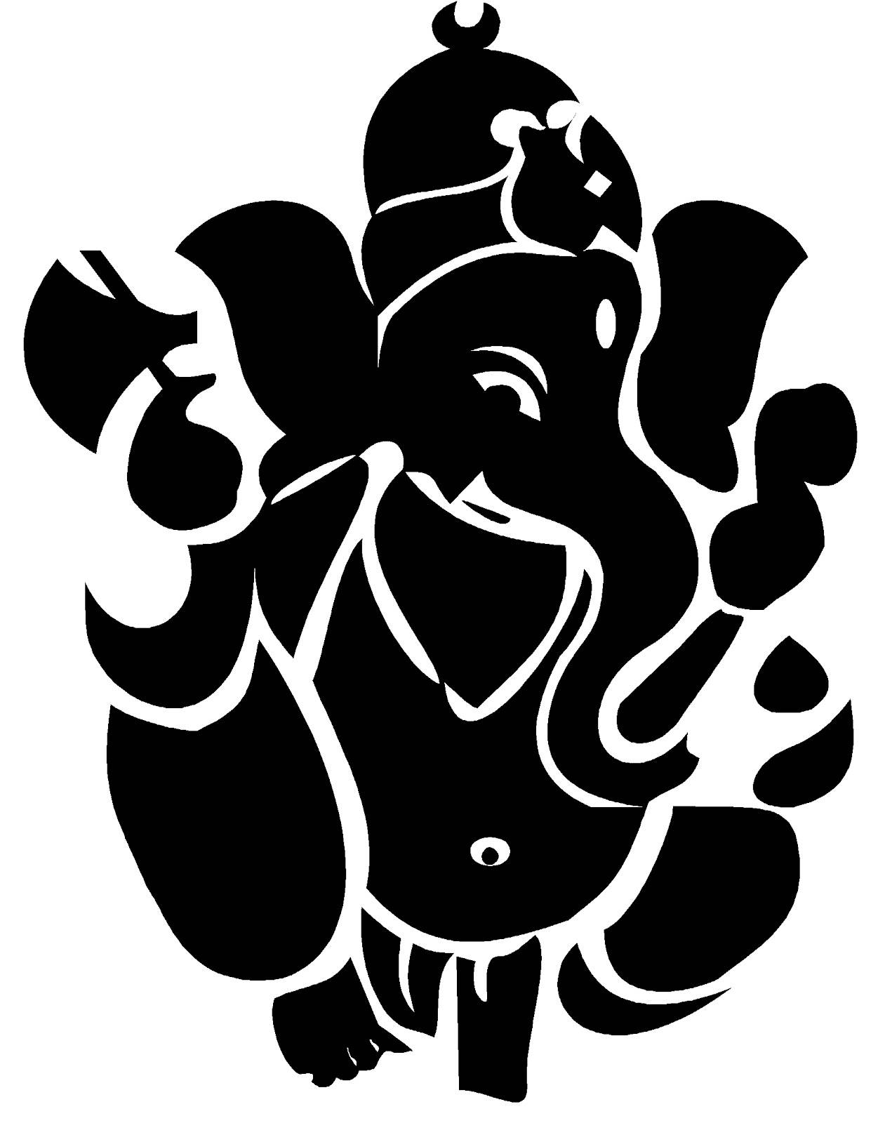 Ganesh Black And White Stencil Background