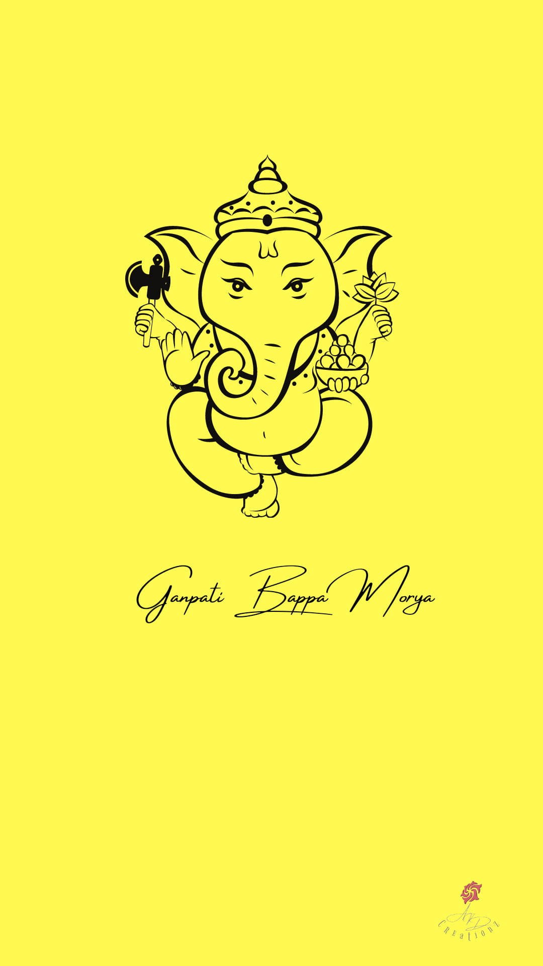 Ganesh Cute Yellow Iphone Background
