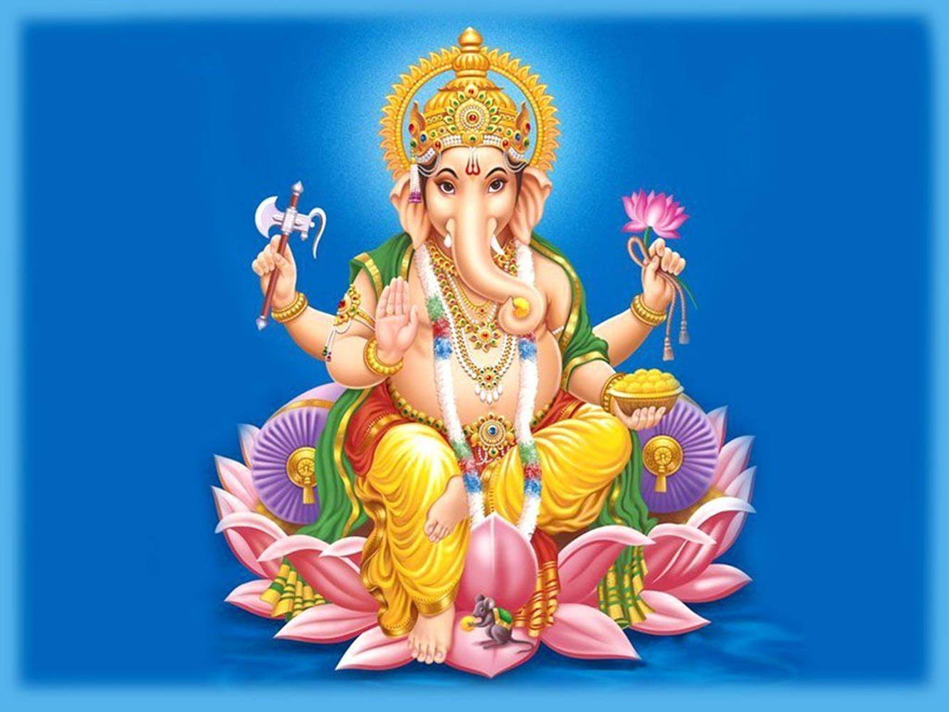 Ganesh Desktop Pink Lotus Throne Graphic Artwork Background