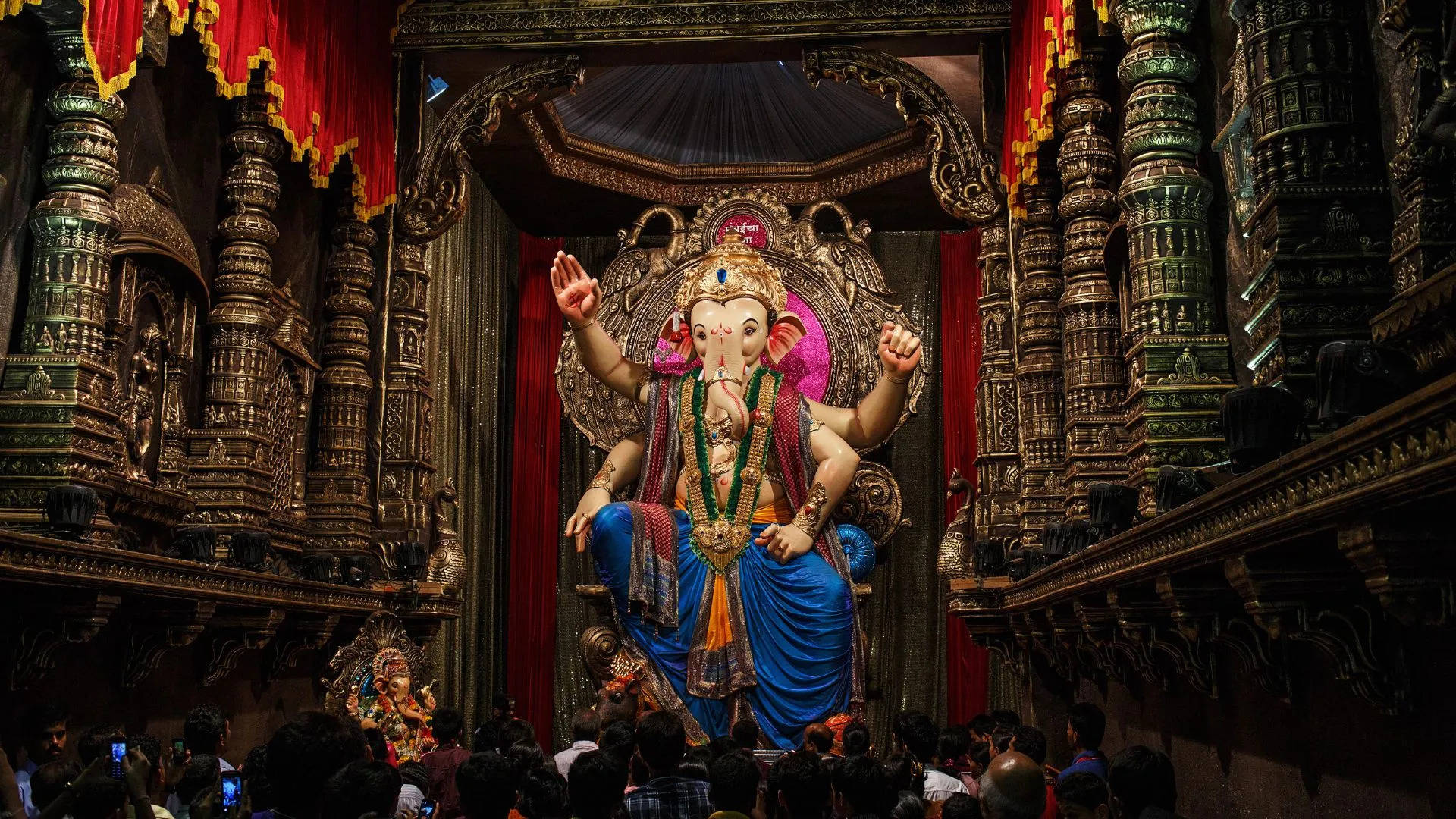 Ganesh Full Hd In Temple Background