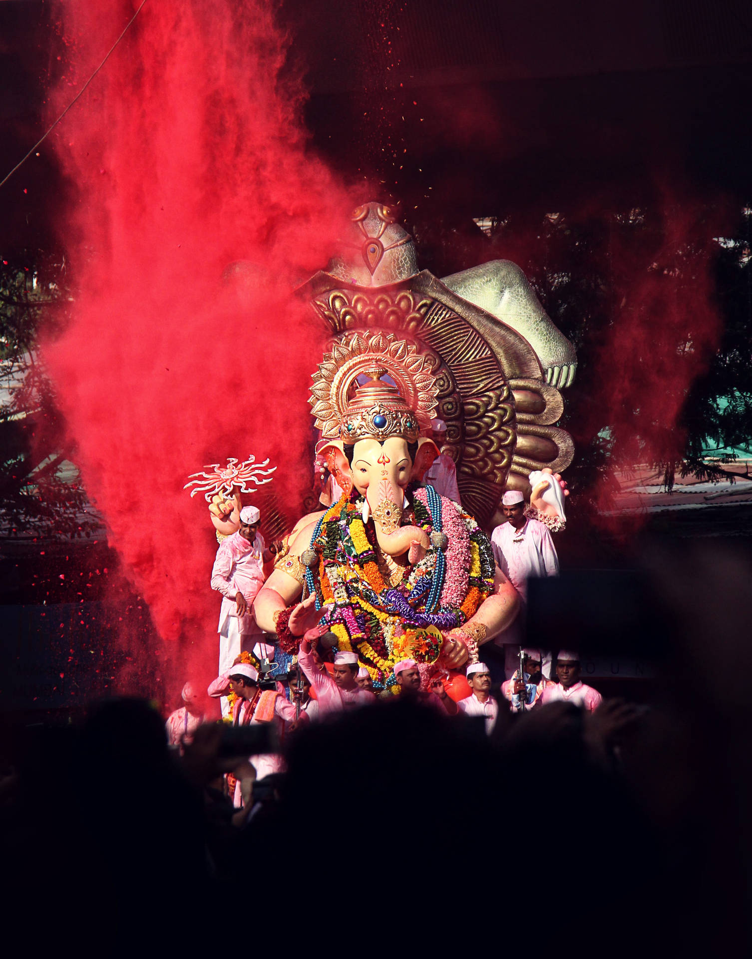 Ganesh Full Hd Red Powder Background