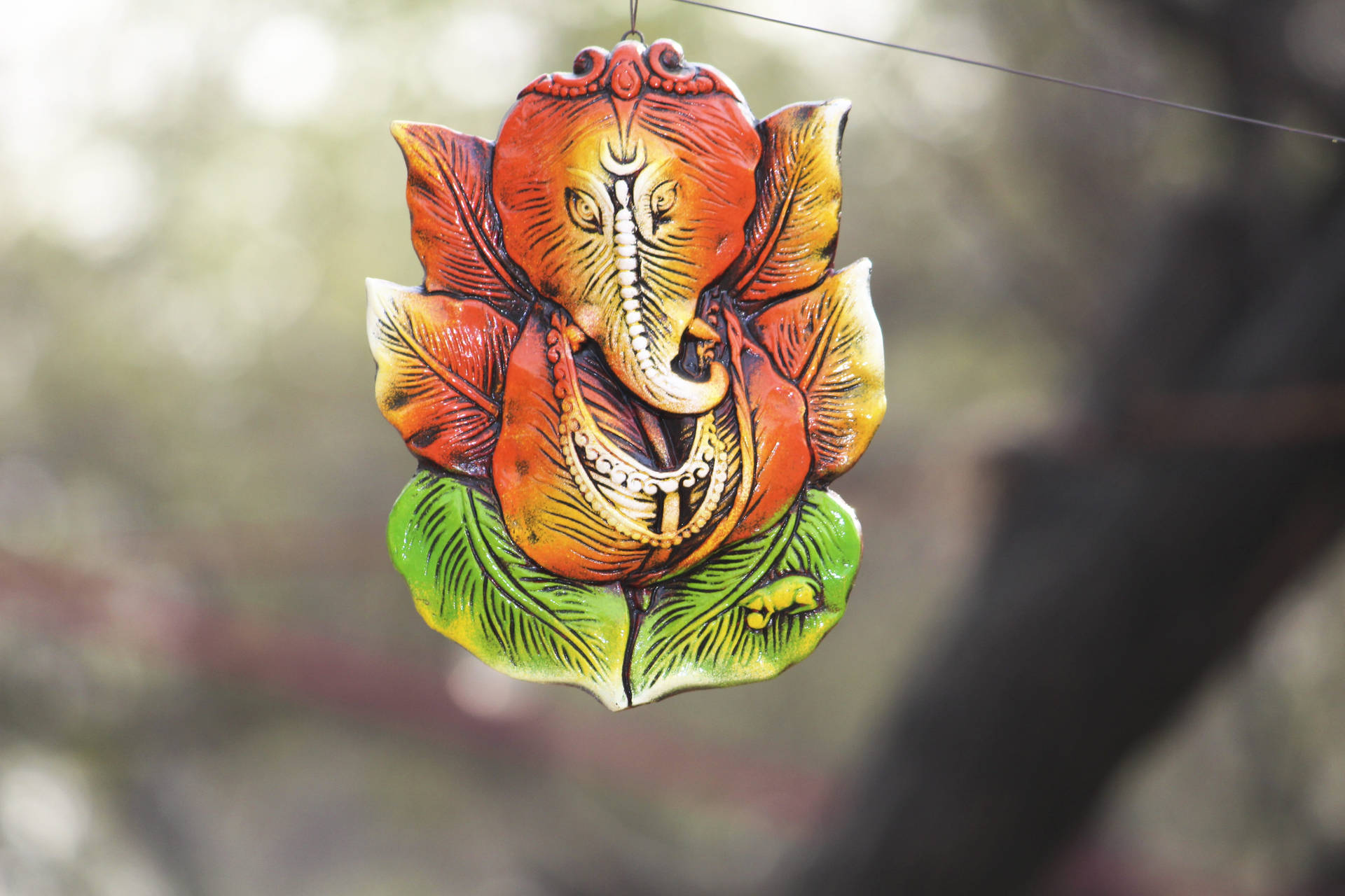 Ganesh Ji Hd Leaf Design Background
