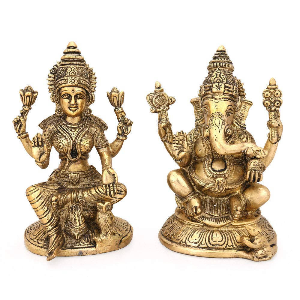 Ganesh Lakshmi Golden Figures Background