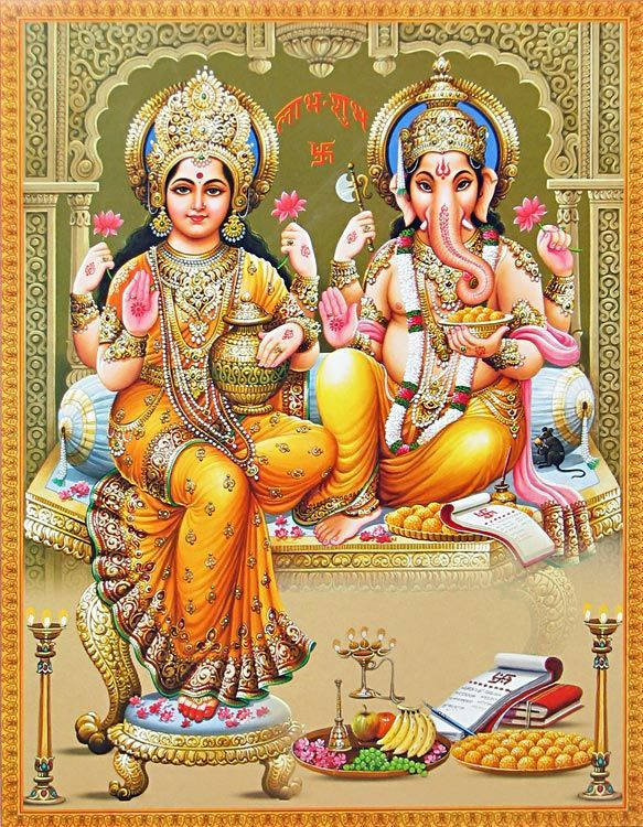 Ganesh Lakshmi Painting Background