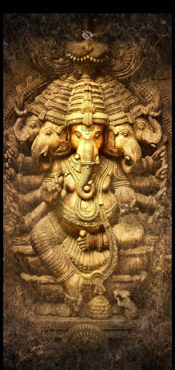 Ganesh Wall Carving Iphone Background