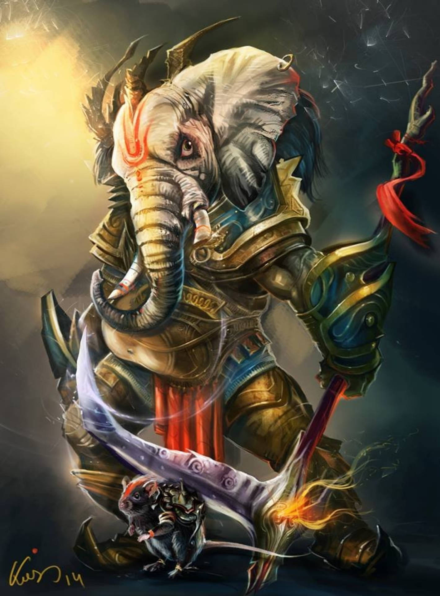 Ganesh Warrior Armor Iphone Background
