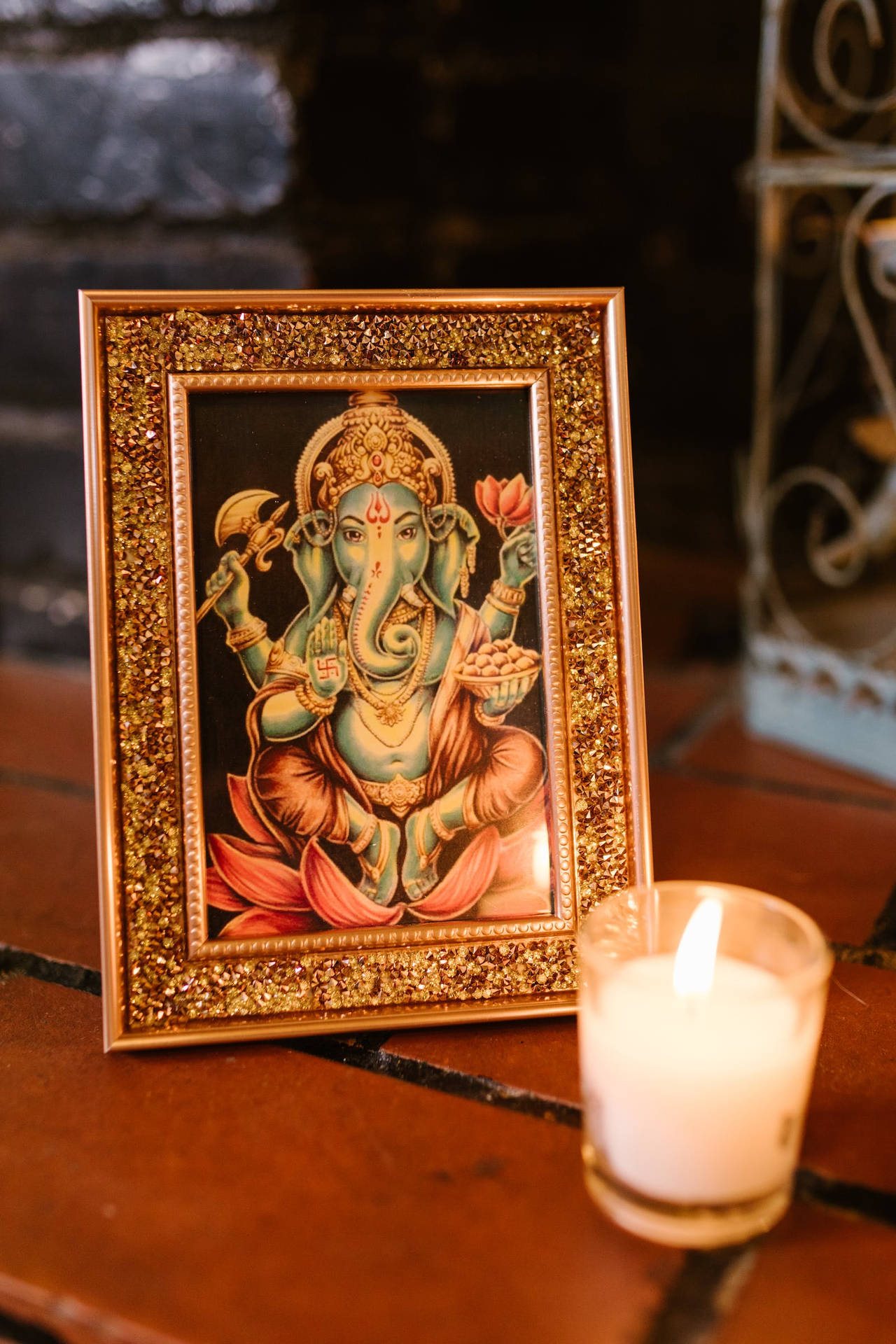 Ganesha On Picture Frame Background