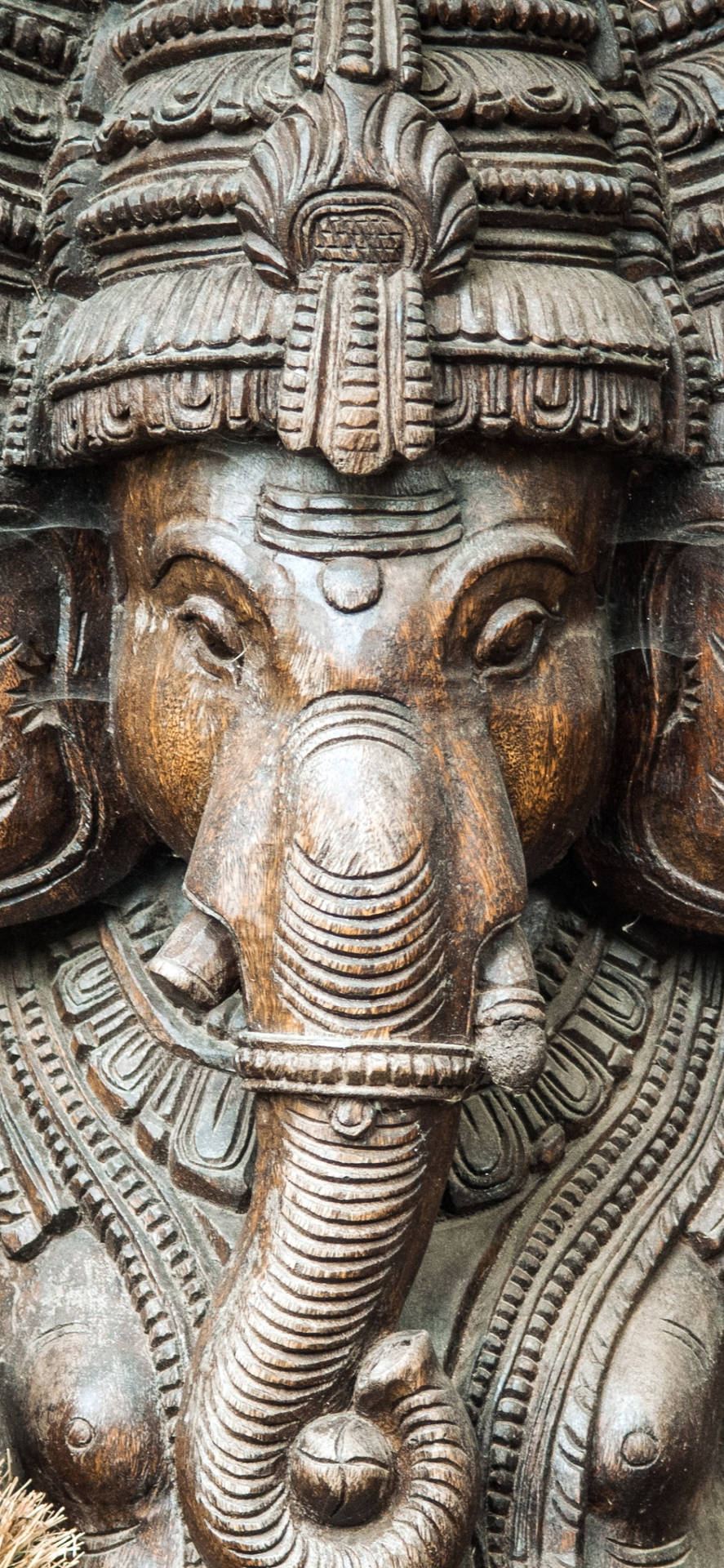 Ganesha Wooden Figure Background
