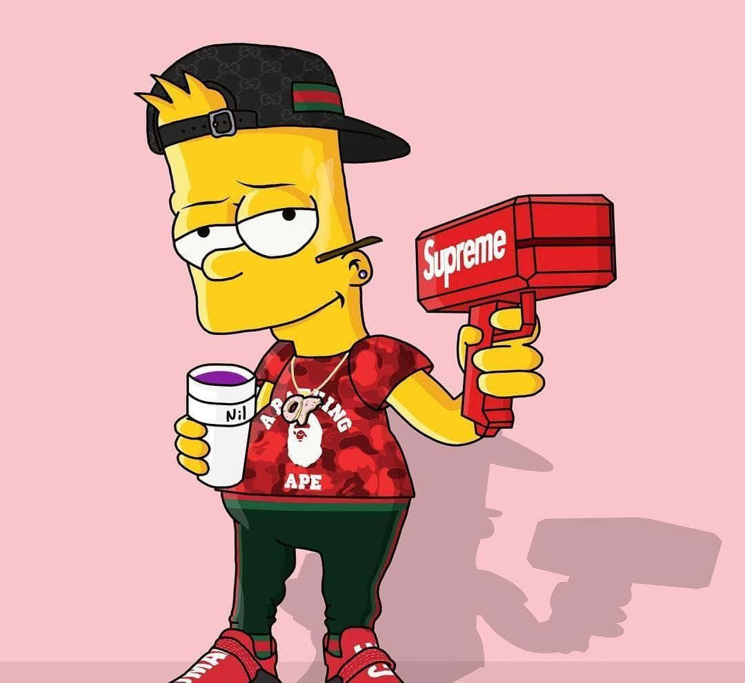 Gangster Bart Simpson In Stylish Street Attire Background