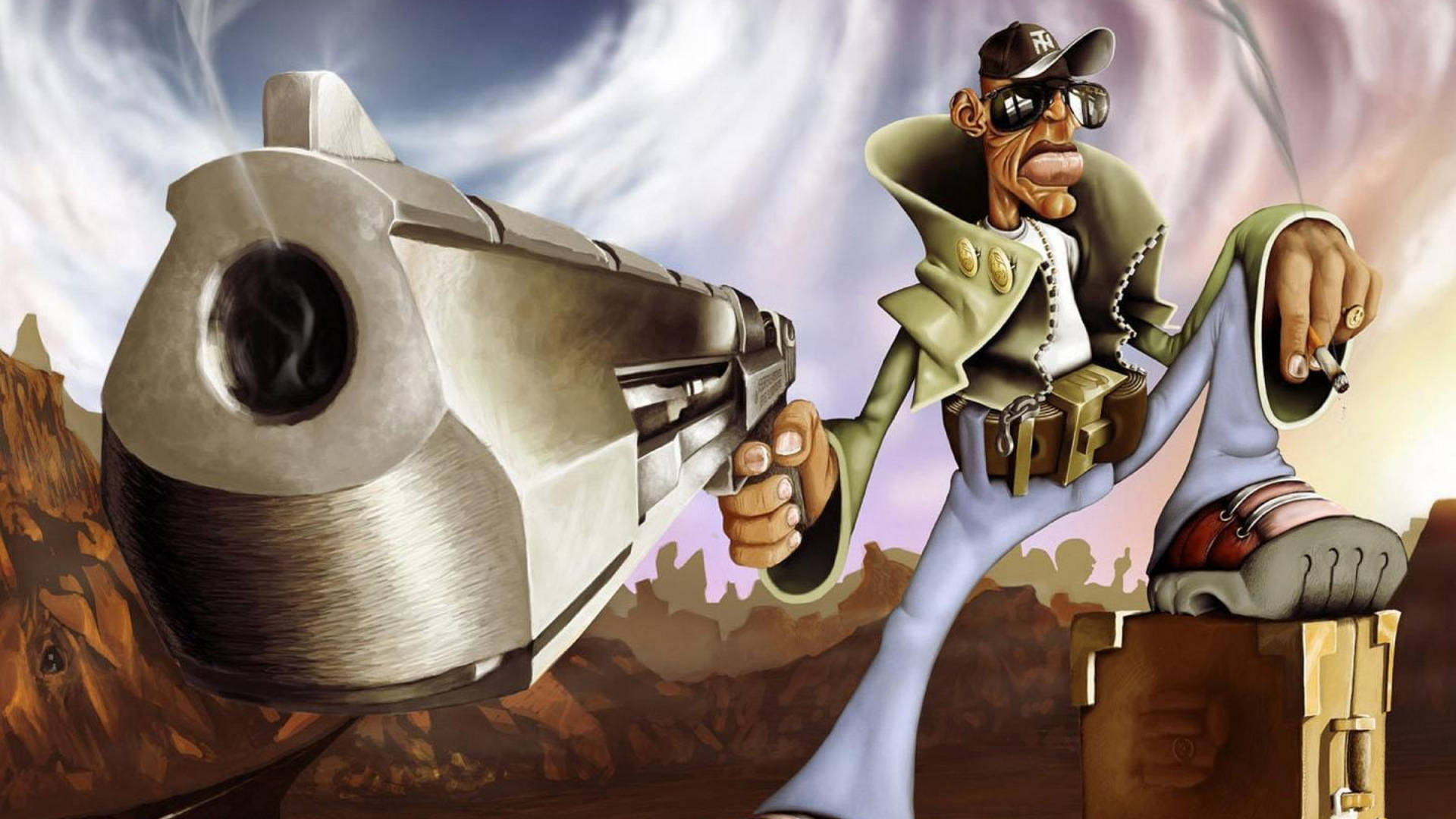 Gangster Cartoon With Gun