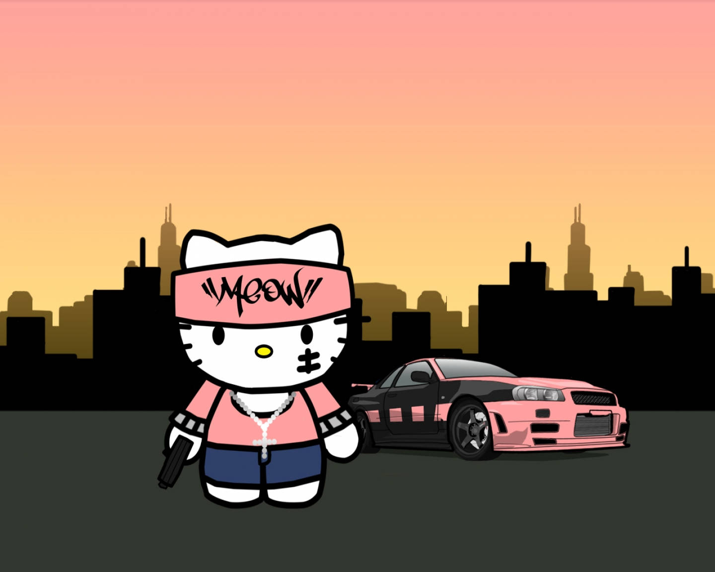 Gangster Hello Kitty Aesthetic Background