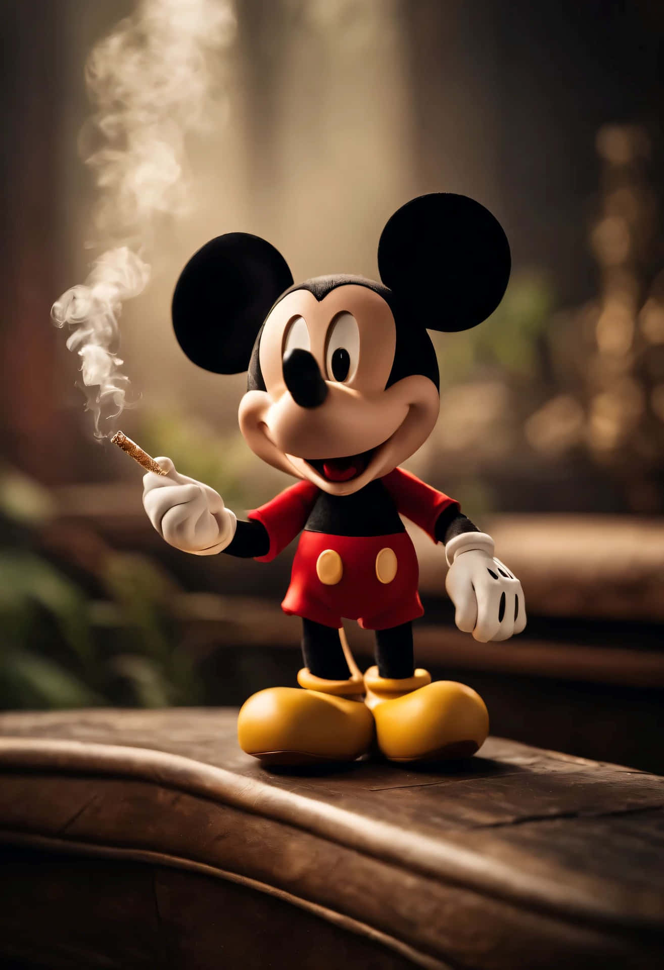 Gangster Mickey Mouse Smoking Cigar Background