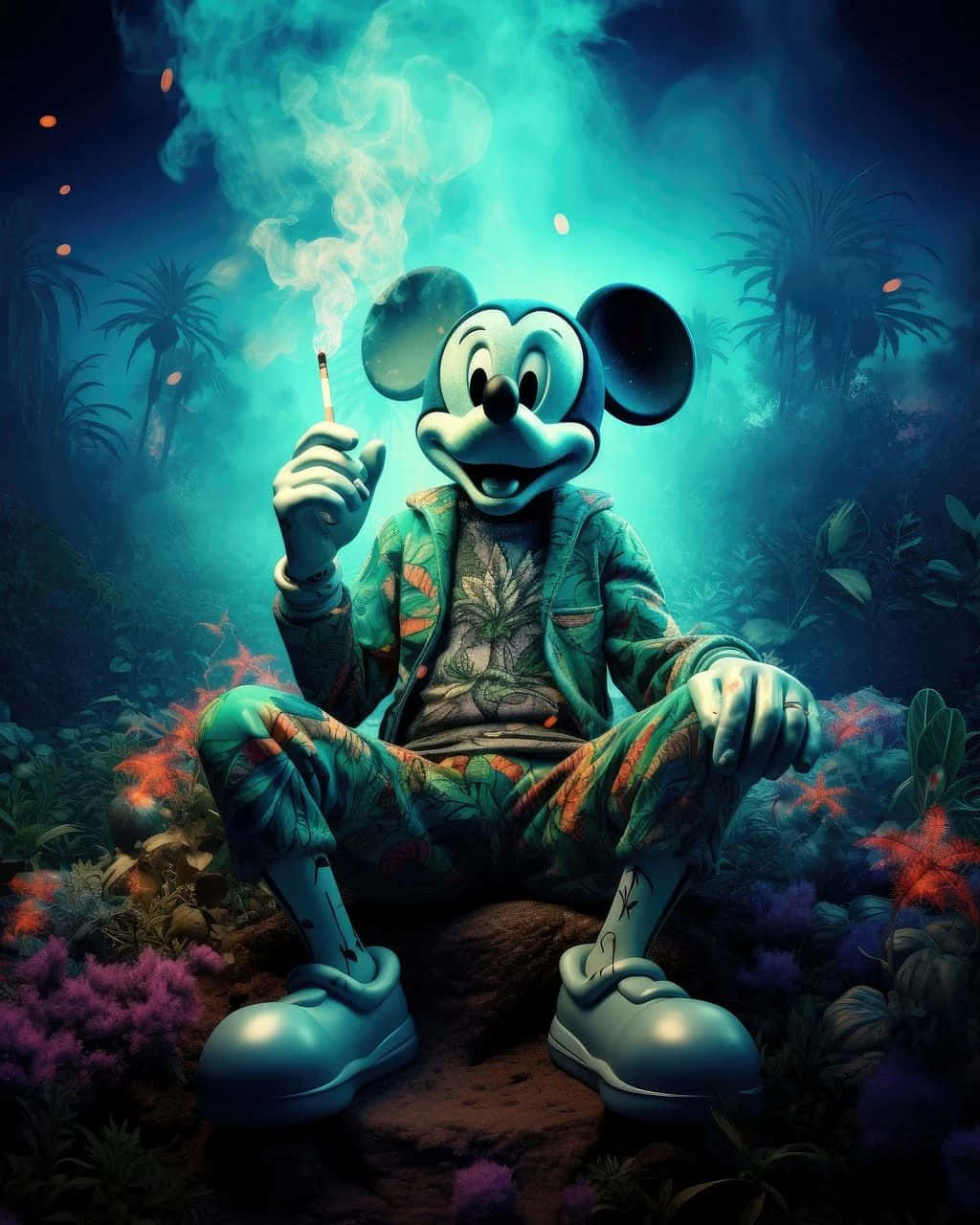 Gangster Mickey Mouse Smoking Background