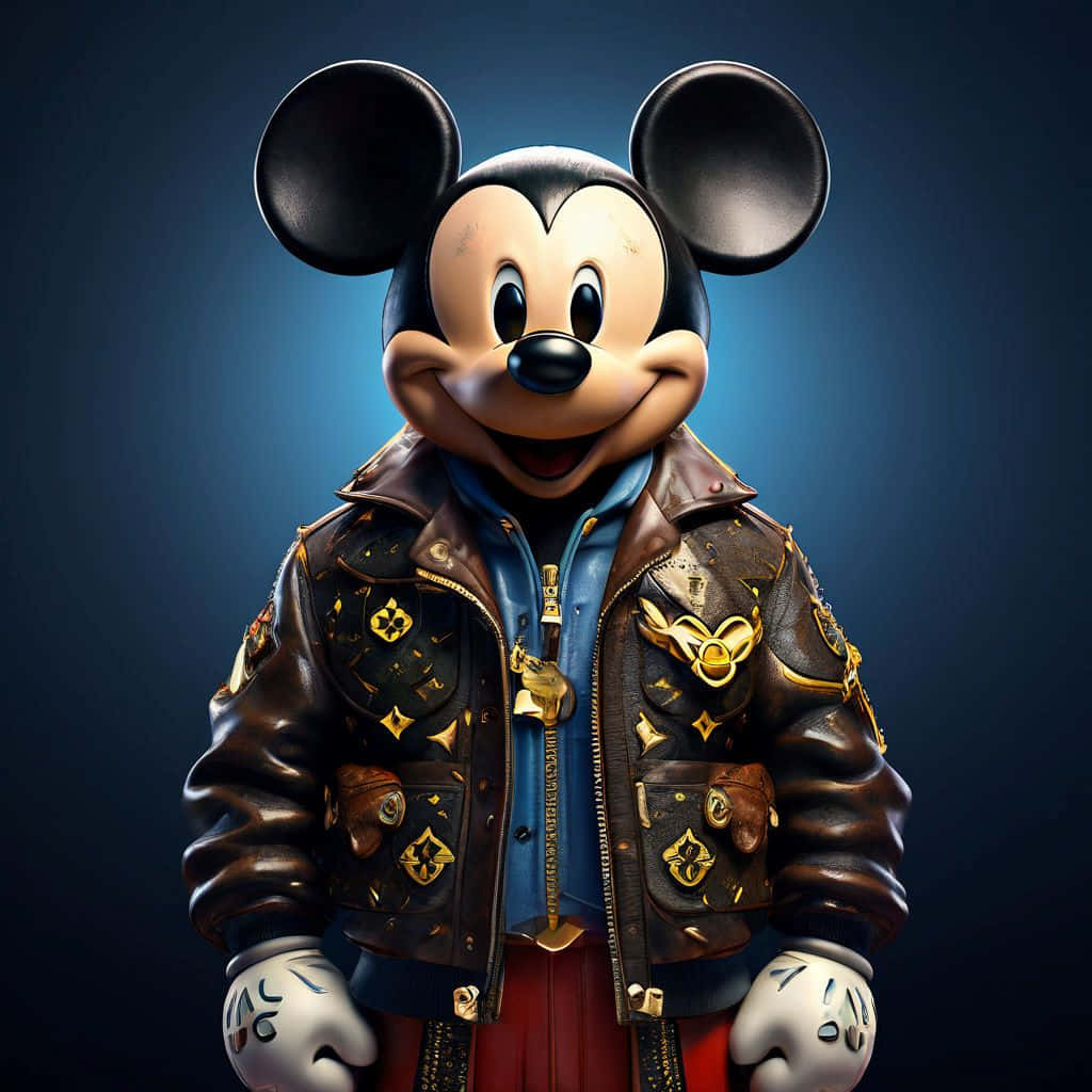 Gangster Mickey Mouse Stylized Portrait Background
