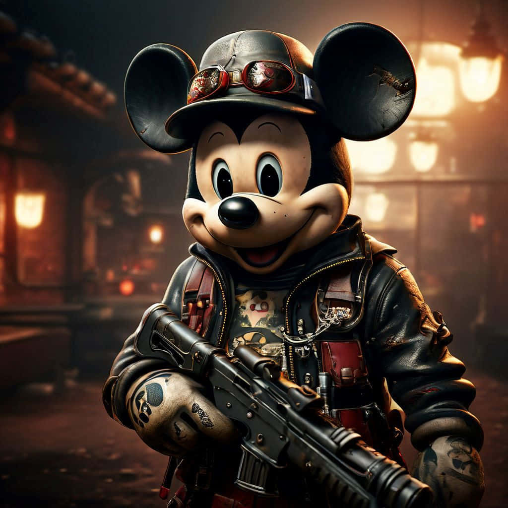 Gangster Mickey Mousewith Gun Background