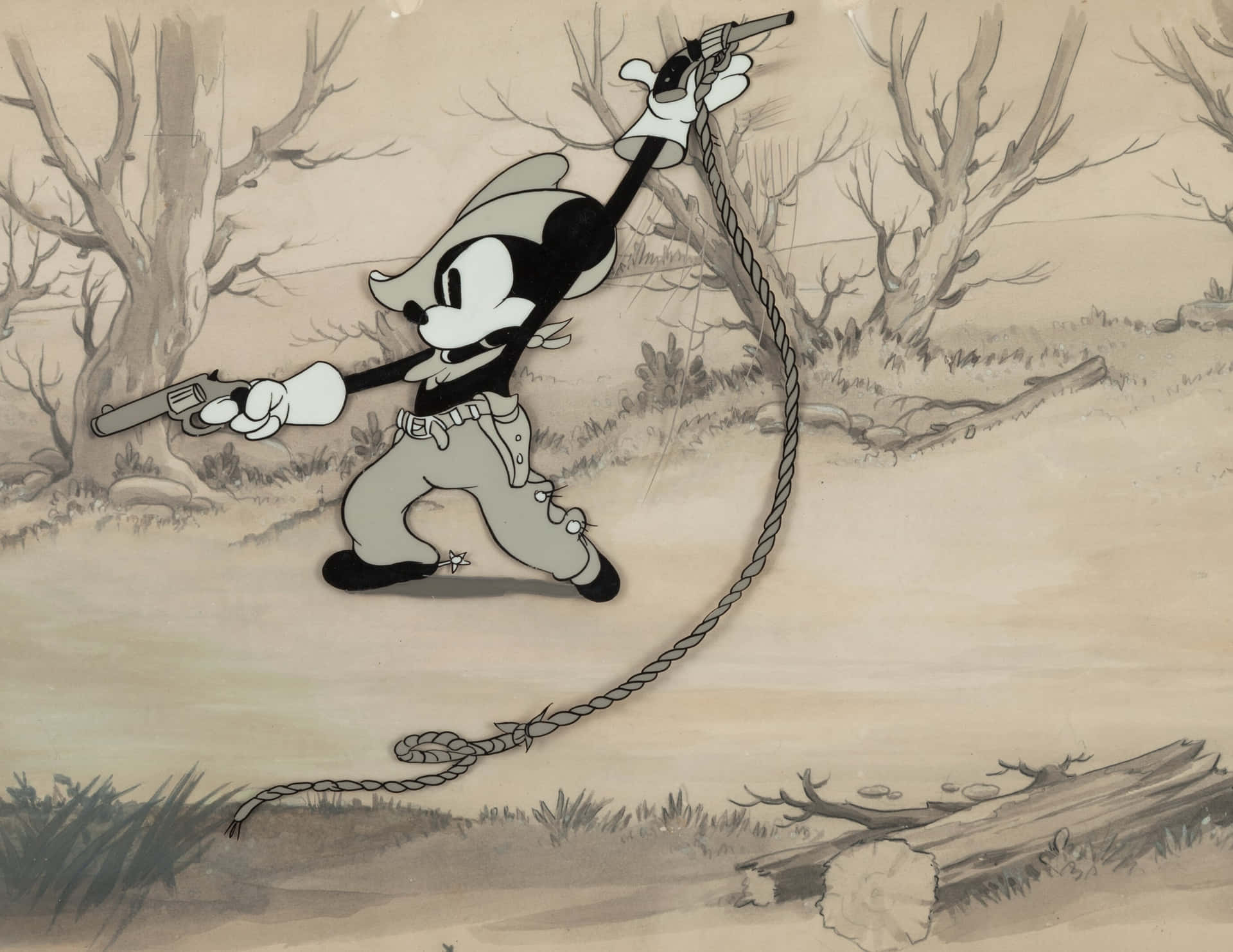 Gangster Mickey Mousewith Gunand Whip Background