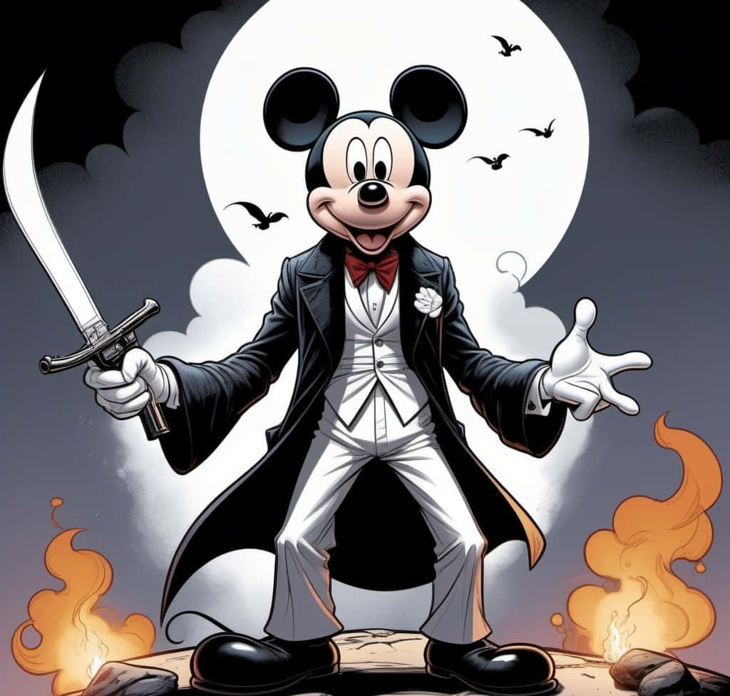 Gangster Mickey Mousewith Sword Background