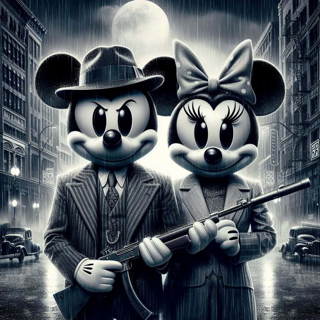 Gangster Mickeyand Minnie Noir Background