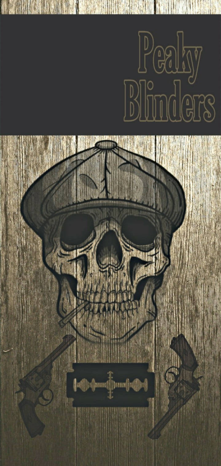 Gangster Skeleton With Hat And Guns Background