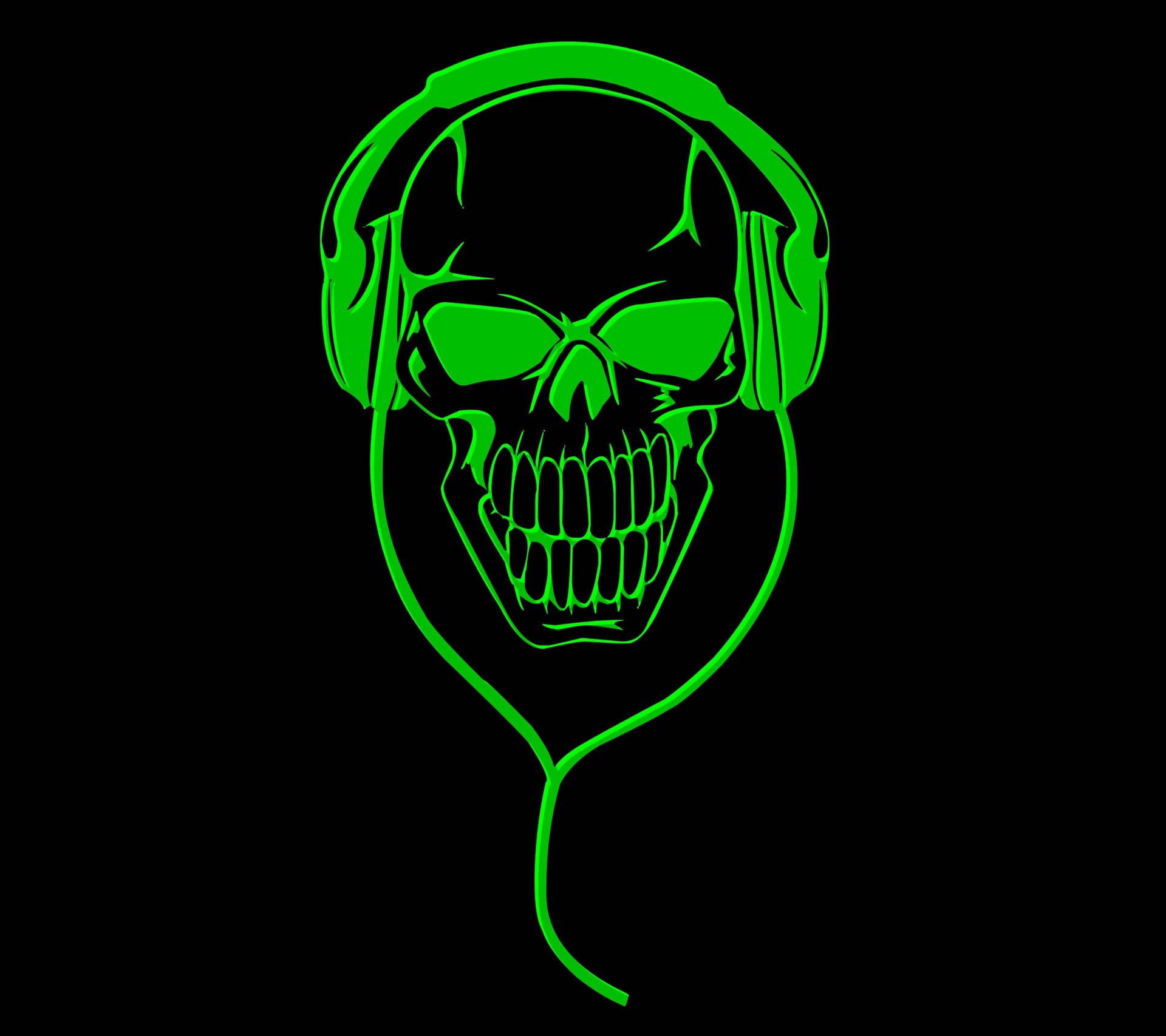 Gangster Skeleton With Headphones Background