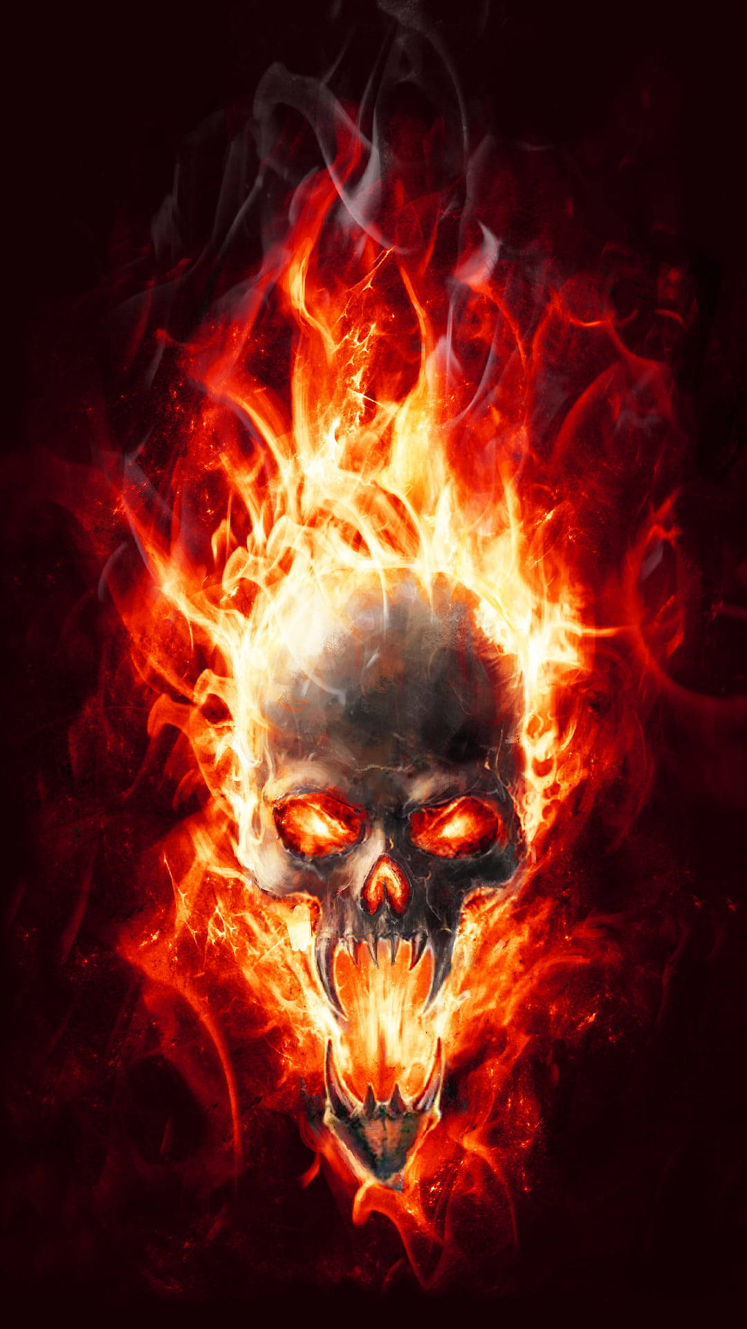 Gangster Skull On Fire Background