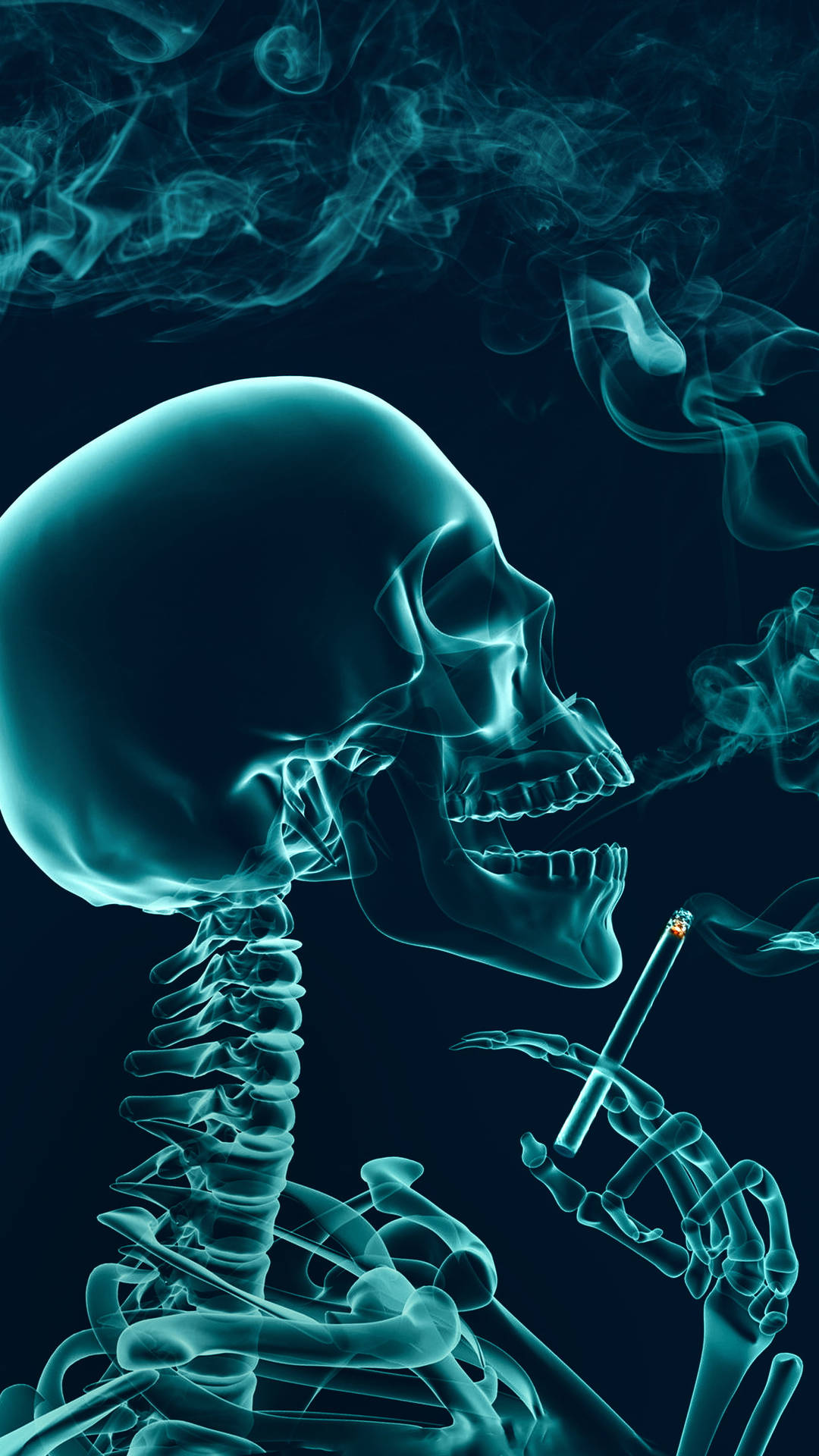 Gangster Skull Smoking A Cigarette Background
