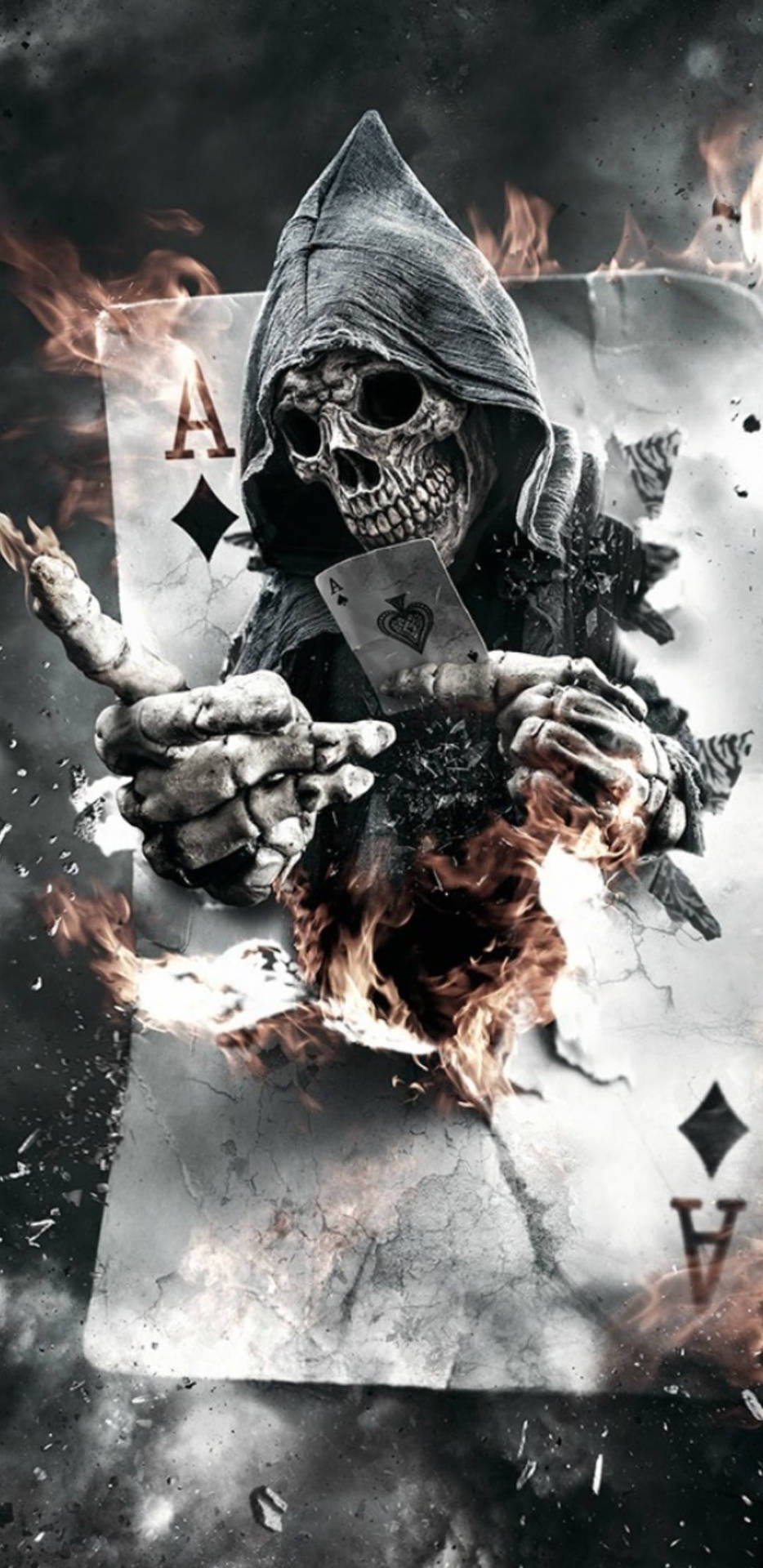 Gangster Skull With Cards Background