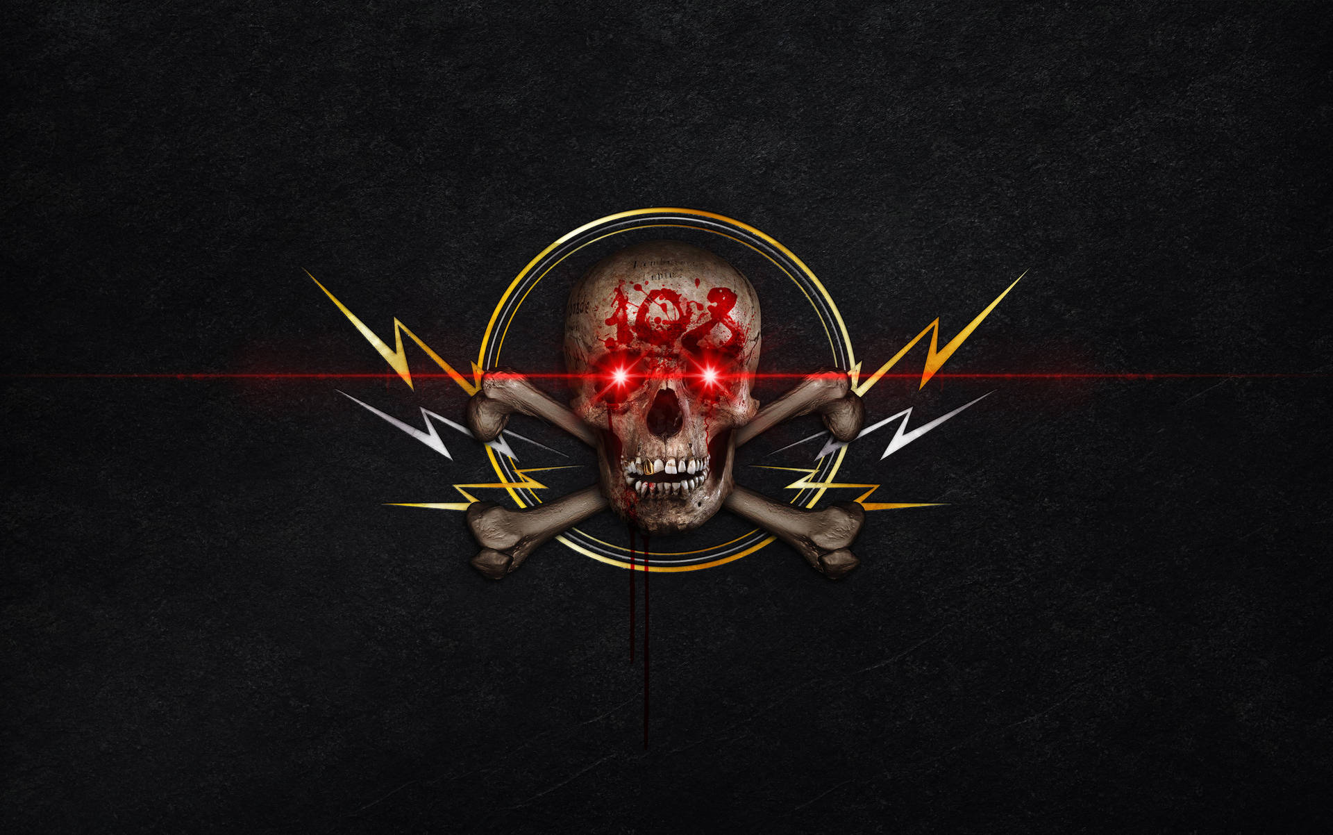 Gangster Skull With Glowing Red Eyes Background