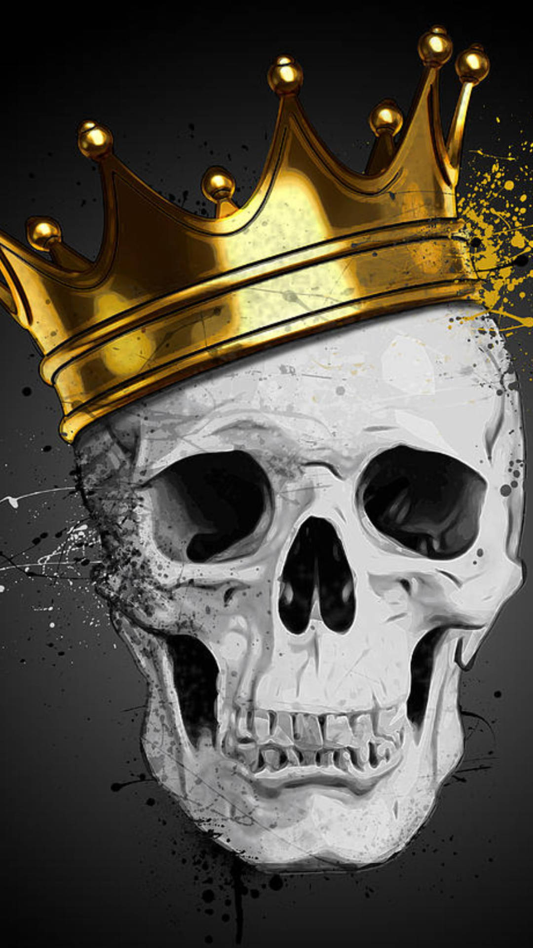 Gangster Skull With Gold Crown Background