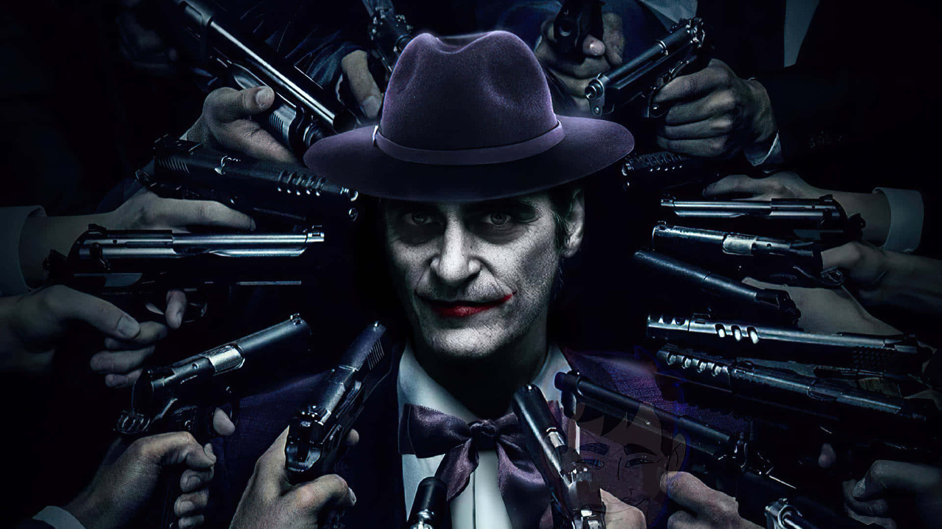 Gangsters With Guns Pointing At Joker Background