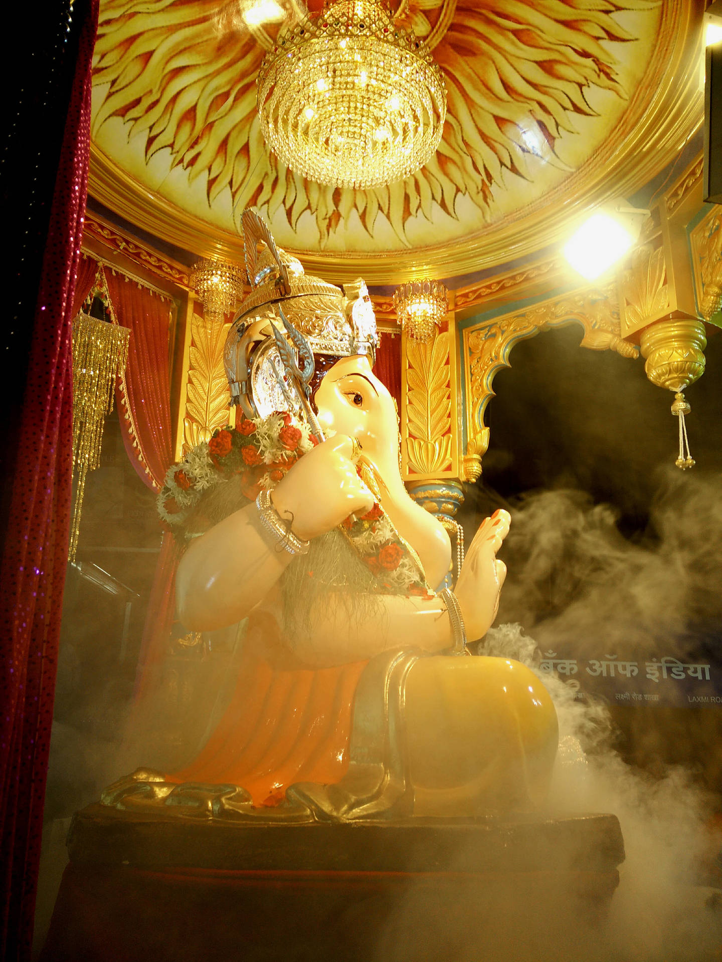 Ganpati Bappa In A Temple Background