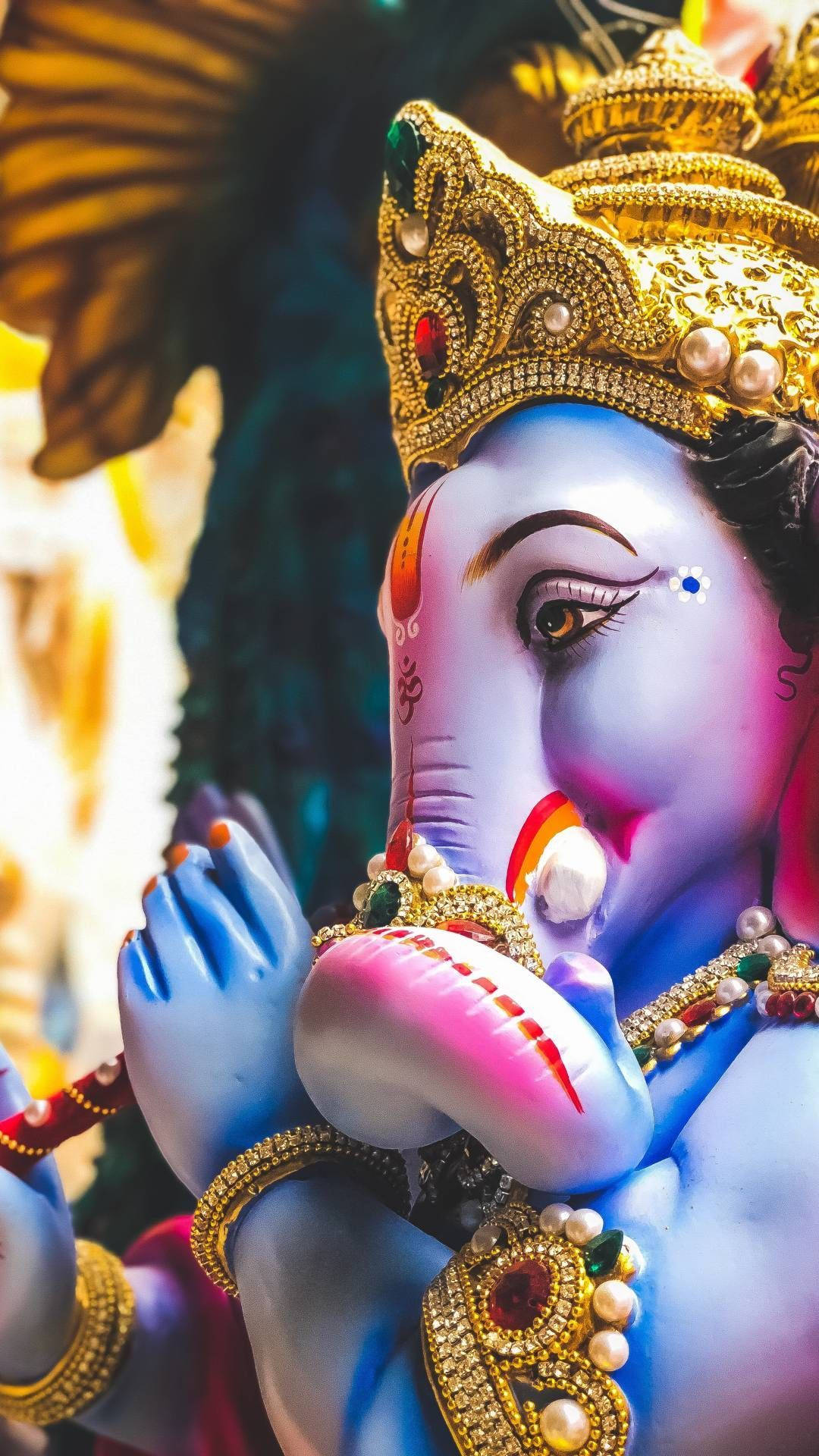 Ganpati Hd Blue Skin Background