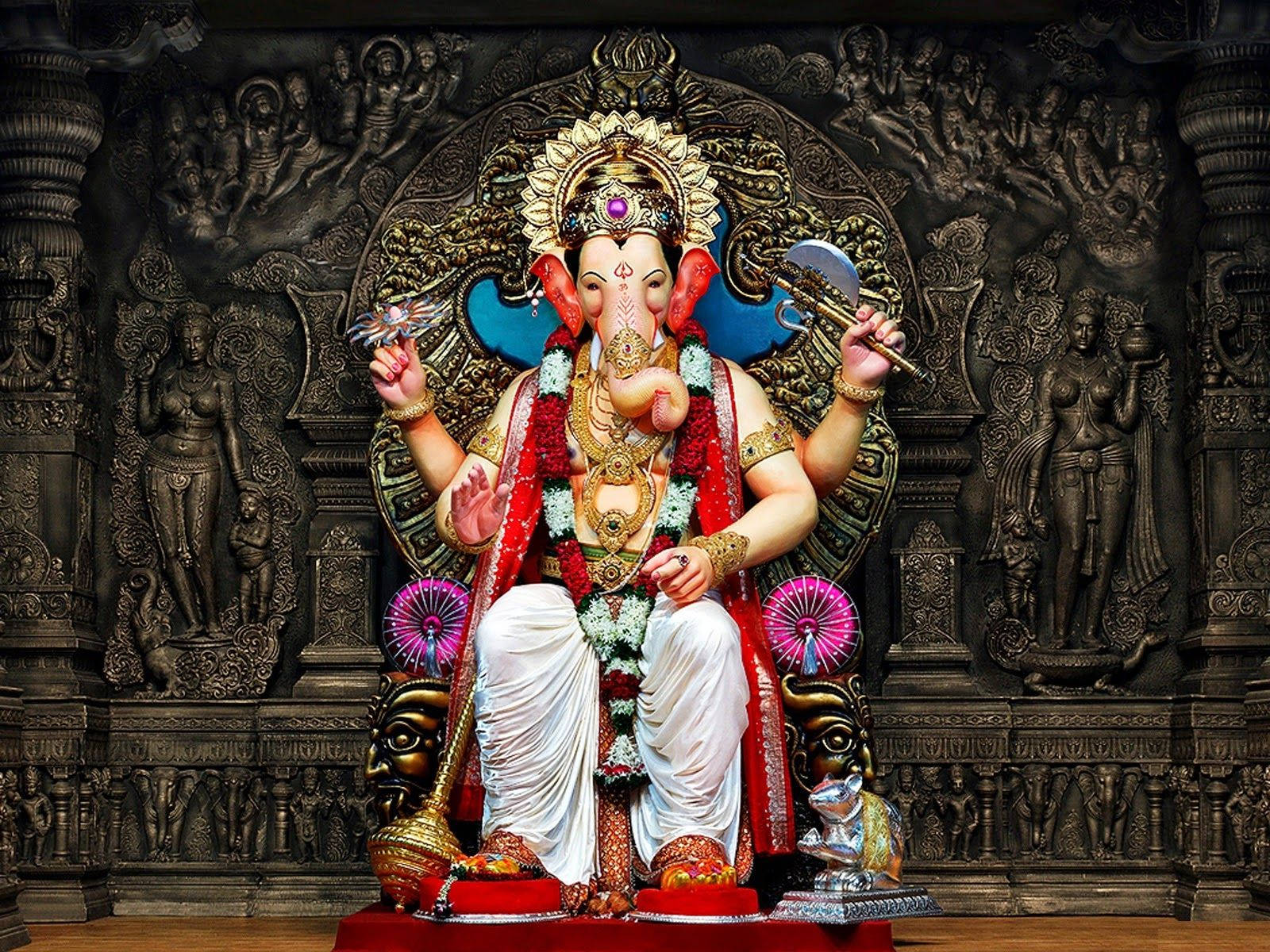 Ganpati Hd Bronze Wall Background