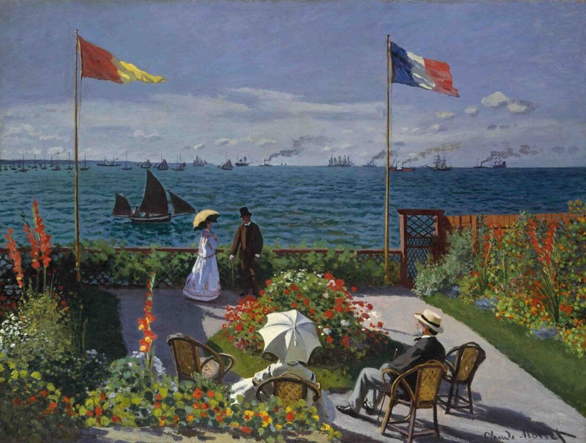 Garden At Sainte-adresse By Claude Monet Background