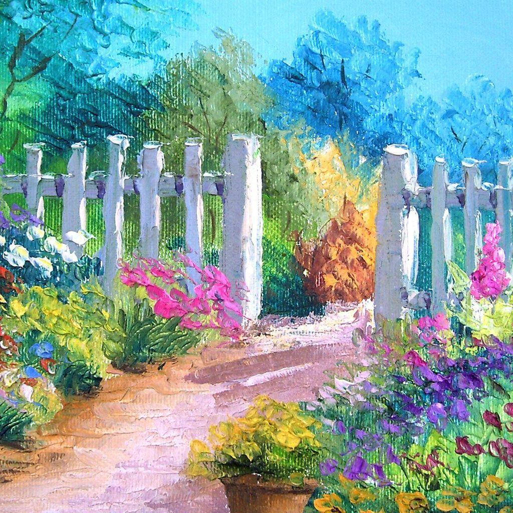 Garden Pathway Paint Art Background