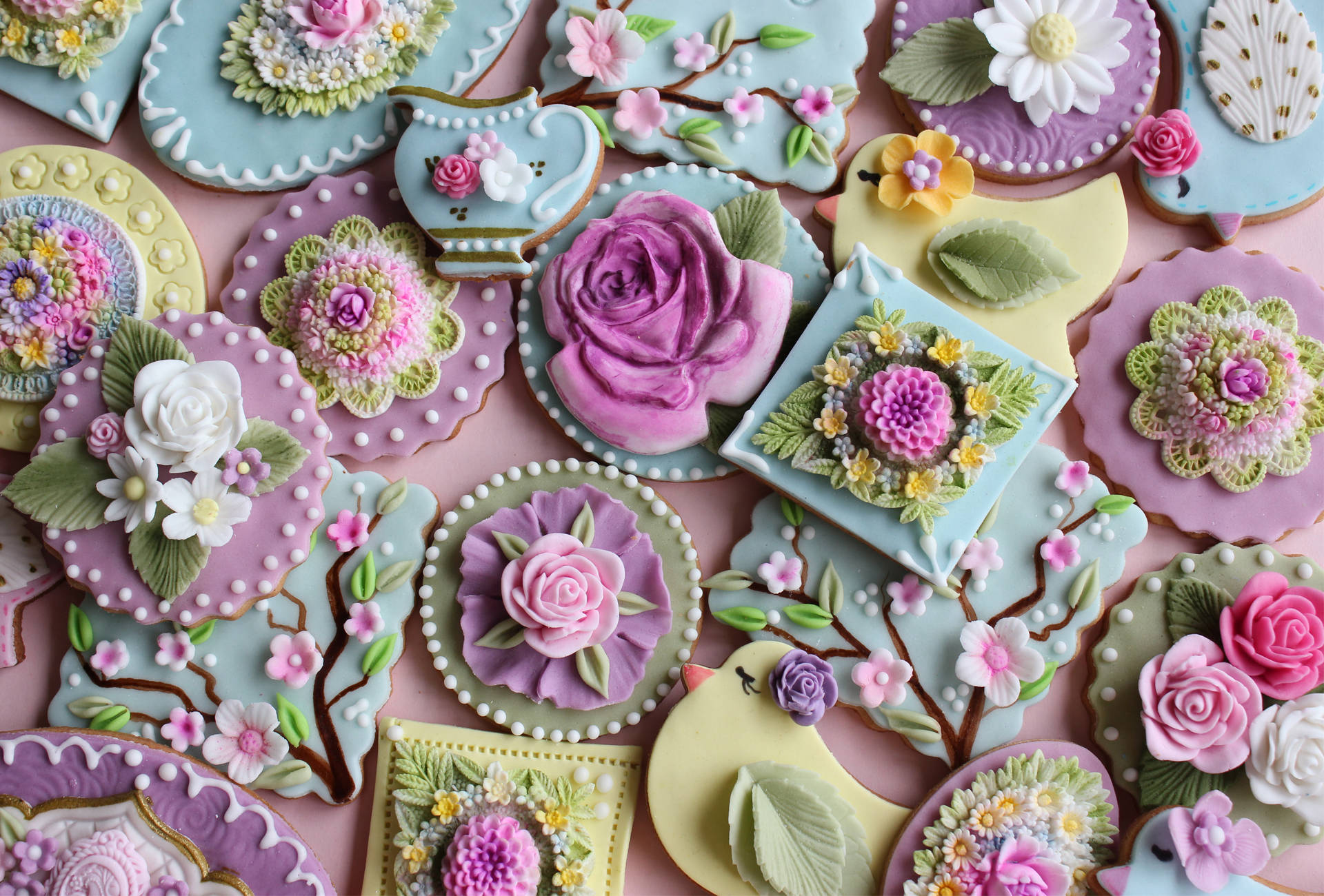 Garden Roses Cookie Design Background