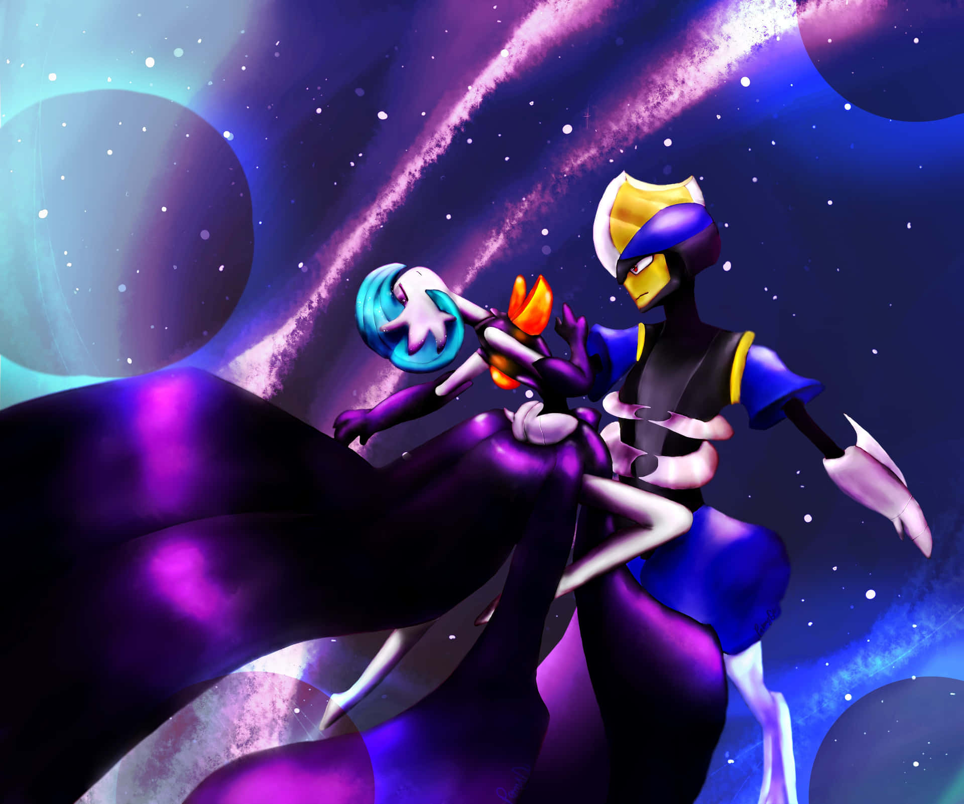 Gardevoir And Bisharp Galaxy Dance Background